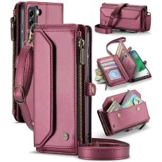 Caseme - CASEME C36 Läderfodral för Samsung Galaxy S21 FE 5G - Vinröd