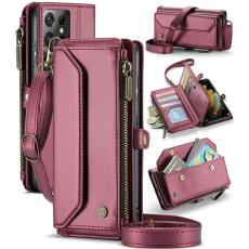 Caseme - CASEME C36 Läderfodral för Samsung Galaxy S21 Ultra 5G Vinröd