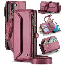 Caseme - CASEME C36 Läderfodral för Samsung Galaxy S22 5G - Vinröd