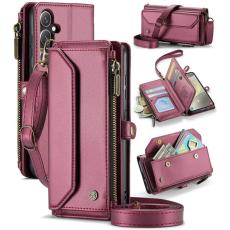 Caseme - CASEME C36 Läderfodral för Samsung Galaxy S24+ - Vinröd