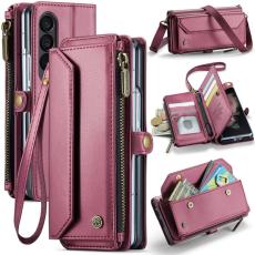 Caseme - CASEME C36 Läderfodral för Samsung Galaxy Z Fold3 5G - Vinröd