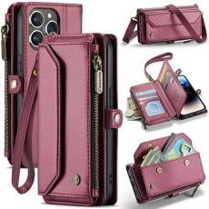 Caseme - CASEME C36 Läderfodral till iPhone 14 Pro - Vinröd