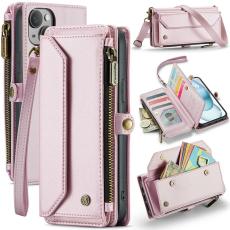 Caseme - CASEME C36 Läderfodral till iPhone 15 Plus - Rosa med kortfack
