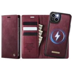 Caseme - CASEME C49 iPhone 14 Skal MagSafe RFID Blocker Läder Röd