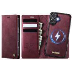 Caseme - CASEME C49 iPhone 17 Skal MagSafe RFID Blocker Läder Röd