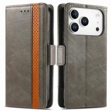 CASENEO - CASENEO iPhone 17 Pro Skal PU Läder Fodral Ställ Grey