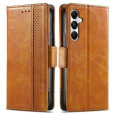 CASENEO - CASENEO Samsung Galaxy A35 5G Skal PU Läder Ställ Light Brown