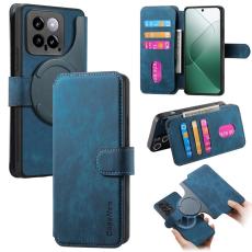 CASENEO - CASENEO Xiaomi 14 Magnetiskt Fodral i Läder - Mörkblå