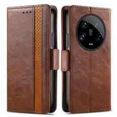 CASENEO - CASENEO Xiaomi 14 Ultra Fodral PU Läder med Ställ Dark Brown