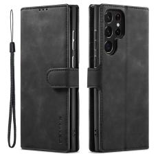 DG.MING - DG.MING Galaxy S23 Ultra Fodral Retro PU Läder Svart