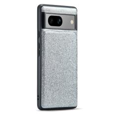 DG.MING - DG.MING Google Pixel 7a Skal Glitter PU Läder + PC + TPU Silver