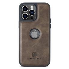 DG.MING - DG.MING iPhone 14 Pro Skal PU Läder Coated PC+TPU Kaffe