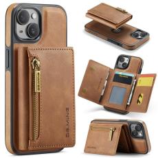 DG.MING - DG.MING M5 Series iPhone 14 Skal RFID Skydd L&auml;der TPU Brun