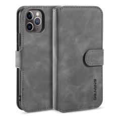 DG.MING - DG.MING Retro Wallet Läder Fodral iPhone 11 Pro Max Grå