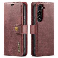 DG.MING - DG.MING Split Leather Wallet Skal för Samsung Galaxy S22+ 5G - Röd