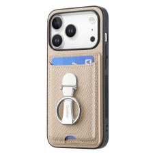 CASENEO - iPhone 17 Pro Läder Skal med Kickstand och Kortfack Beige