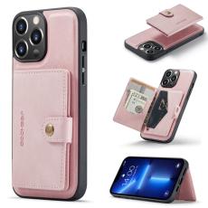 JEEHOOD - JEEHOOD J01 iPhone 13 Pro Skal Läder+TPU Kortfack Rosa