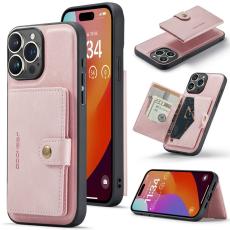 JEEHOOD - JEEHOOD J01 iPhone 15 Pro Skal med Kickstand och Kortfack - Rosa