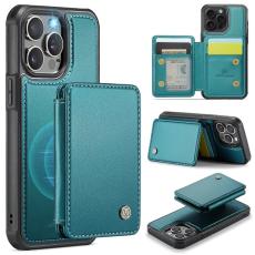 JEEHOOD - JEEHOOD J05 iPhone 15 Pro Skal Läder Mobilfodral Cyan