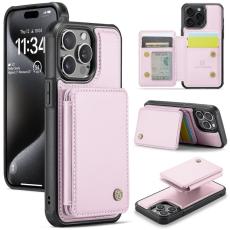 JEEHOOD - JEEHOOD J05 iPhone 16 Pro Max Skal L&auml;der Mobilfodral Rosa