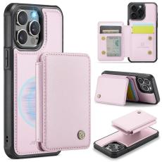 JEEHOOD - JEEHOOD J05 iPhone 16 Pro Skal Läder Mobilfodral Rosa