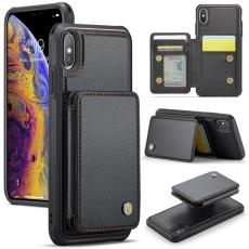 JEEHOOD - JEEHOOD J05 iPhone XS Max Skal Läder med Avtagbar Kortväska - Svart