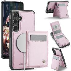 JEEHOOD - JEEHOOD J06 Samsung Galaxy S25+ Skal Läder MagSafe Rosa