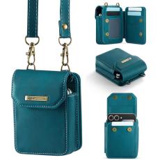 OEM - Samsung Galaxy Z Flip7 FE Fodral med Rem RFID Skydd Läder Grön