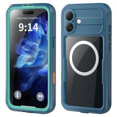 SHELLBOX - SHELLBOX iPhone 16 Plus Skal MagSafe Vattentålig Klar Cyan+Blå
