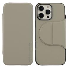 X-Level - X-LEVEL iPhone 16 Pro Max Fodral L&auml;der Flip St&auml;ll Grey