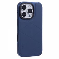 X-Level - X-LEVEL iPhone 16 Pro Skal Geometrisk PC+TPU Läder Blå