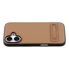 X-Level - X-LEVEL iPhone 17 Skal Läderbelagt TPU med Ställ - Brun