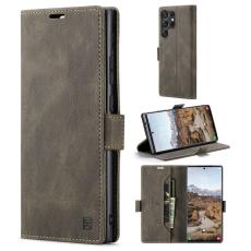 AUTSPACE - AUTSPACE A01 Samsung Galaxy S23 Ultra Fodral - Äkta läder - Kaffe