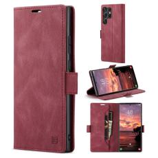 AUTSPACE - AUTSPACE A01 Samsung Galaxy S23 Ultra Fodral Äkta läder - Röd