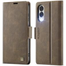 AUTSPACE - AUTSPACE A11 Fodral för Samsung Galaxy S25 Edge - Äkta läder - Brun