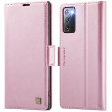 AUTSPACE - AUTSPACE Fodral för Samsung Galaxy Note20 5G Äkta läder - Rosa