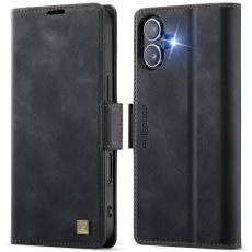 AUTSPACE - AUTSPACE iPhone 16 Fodral Retro Läder - RFID Blocking - Svart