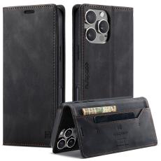 AUTSPACE - AUTSPACE iPhone 16 Pro Max Wallet Fodral Äkta läder - Svart