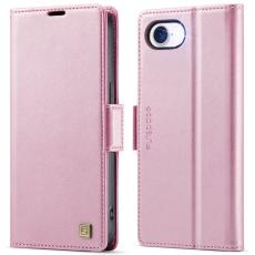 AUTSPACE - AUTSPACE iPhone 16e Fodral Retro Läder - Pink - RFID Blocking