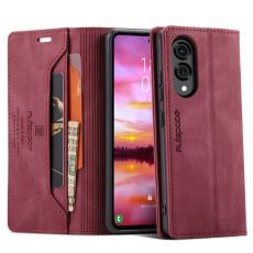 AUTSPACE - AUTSPACE Samsung Galaxy S25 Edge Wallet Fodral Äkta läder - Röd