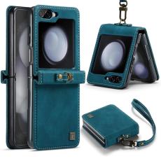 AUTSPACE - AUTSPACE Samsung Galaxy Z Flip5 Fodral Äkta läder - Blå