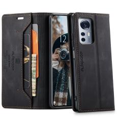 AUTSPACE - AUTSPACE Xiaomi 12X 5G / 12S 5G / 12 5G Wallet Fodral - Äkta läder - Svart