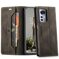 AUTSPACE - AUTSPACE Xiaomi 12X 5G Wallet Fodral Äkta läder - Kaffe