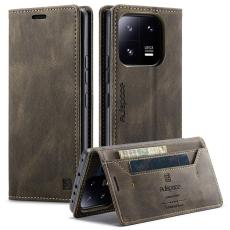 AUTSPACE - AUTSPACE Xiaomi 13 Pro 5G Wallet Fodral &Auml;kta l&auml;der - Kaffe