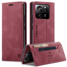 AUTSPACE - AUTSPACE Xiaomi 13T Pro Wallet Fodral &Auml;kta l&auml;der - R&ouml;d