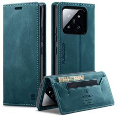 AUTSPACE - AUTSPACE Xiaomi 14 Pro Wallet Fodral &Auml;kta l&auml;der - Bl&aring;