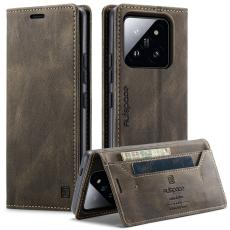 AUTSPACE - AUTSPACE Xiaomi 14 Pro Wallet Fodral &Auml;kta l&auml;der - Kaffe