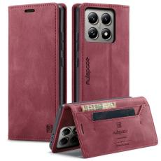 AUTSPACE - AUTSPACE Xiaomi 14T Wallet Fodral &Auml;kta l&auml;der - R&ouml;d
