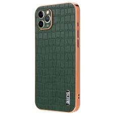 AZNS - AZNS iPhone 11 Pro Max Fodral Crocodile Textur PU+TPU - Grön