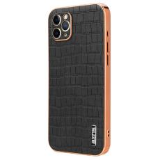 AZNS - AZNS iPhone 11 Pro Max Fodral Crocodile Textur PU+TPU - Svart
